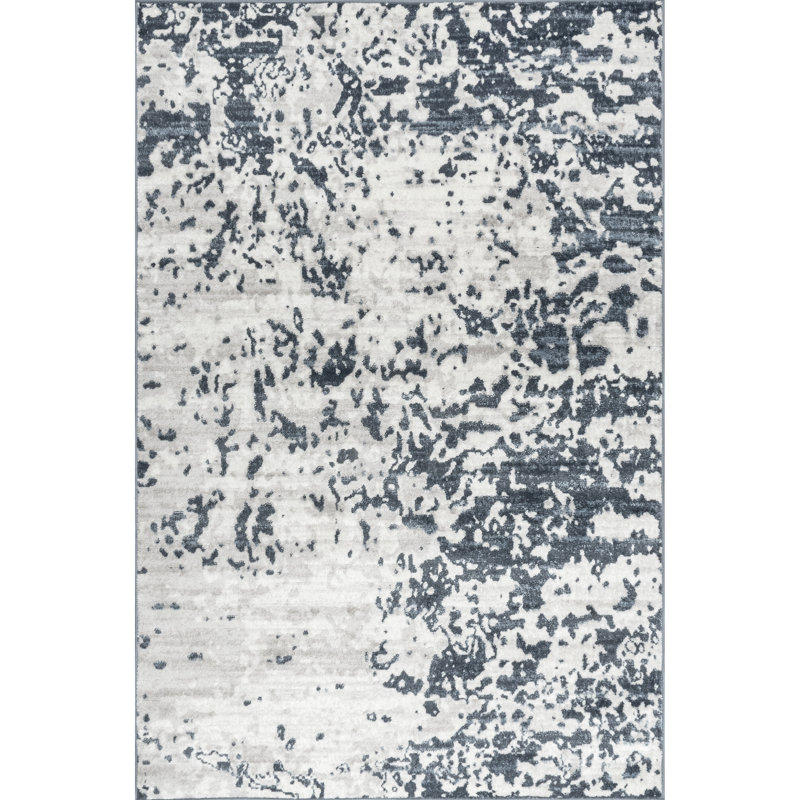 Abstract Blue Area Rug, Rectangle 8'10" x 12'
