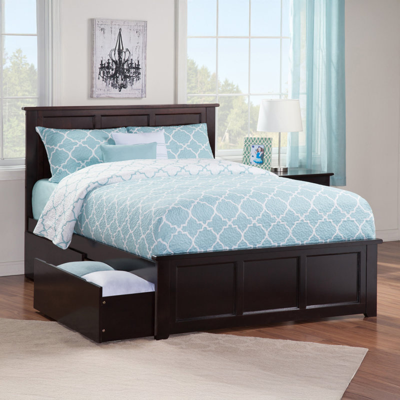 Lit plateforme avec rangement sous le lit Amear, Double, Espresso
