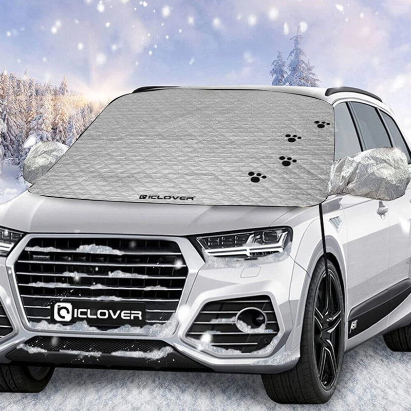 Magnetic Car Windshield Snow Cover, Vehicle Wind-Shield Protector Winter Snow Rain Dust Frost Ice Guard Sun Shade, Paw Pattern