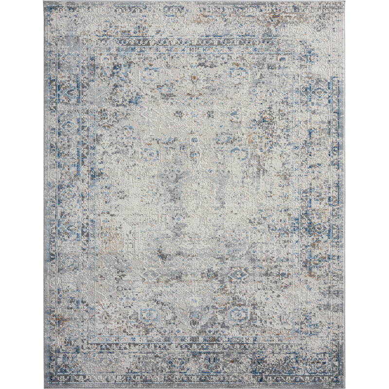 Tonio Area Rug in Blue/Gray, Rectangle 9'6" x 13', Blue/Gray