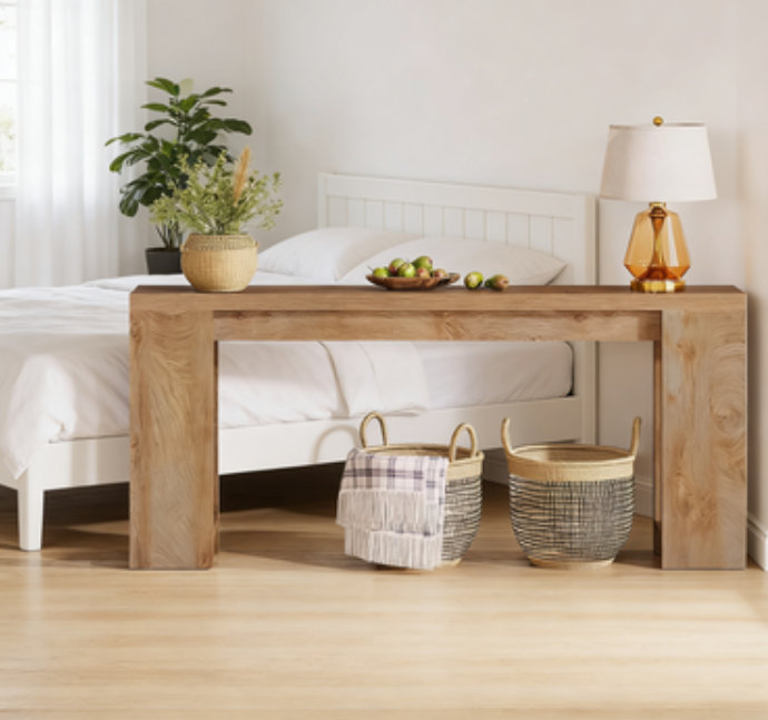 Farmhouse Wooden Console Table, Brown,Oak