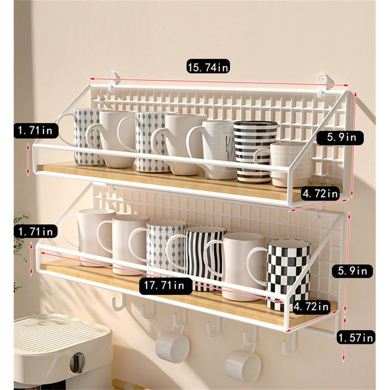 No-Drill Wall Mounted Cup & Mug Holder