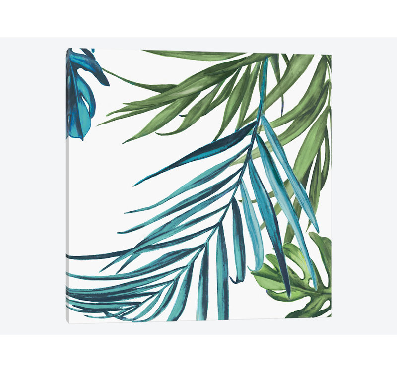 « palm leaves iii », impression sur toile, H 48 po x l 48 po x P 1,5 po, Toile tendue, Pas de tapis