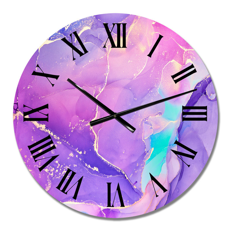 Horloge murale moderne mauve et fuchsia mauve, Moyen