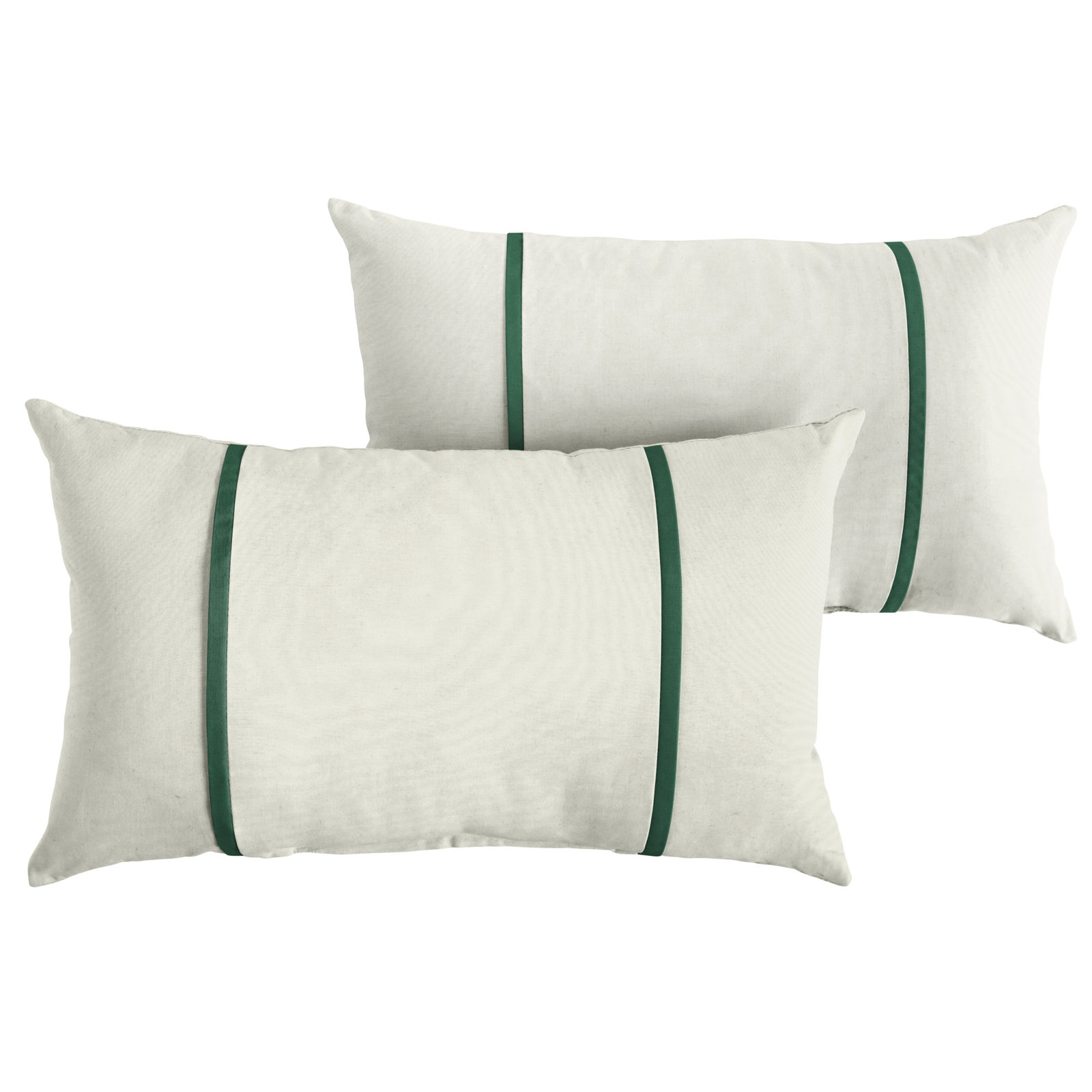 Furston Lumbar Throw Pillow, 13" x 20", White/Forest Green