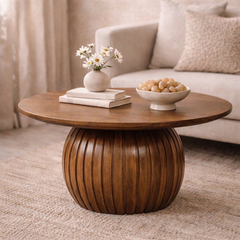 Table basse ronde cannelée