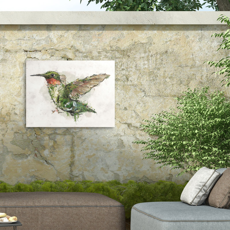 Toile d'extérieur Barrett Biggers Ruby Hummingbird, H 14 po x l 19 po