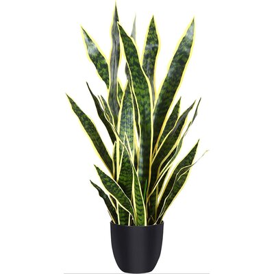 Artificial Snake Plant 35.4 Inch Fake Sansevieria Tree With 32 Leaves, Perfect Faux Mother In Law Plants In Pot For Indoor Outdoor House Home Office G -  Latitude Run®, 985D125BA66A409CABEEE863D2213920