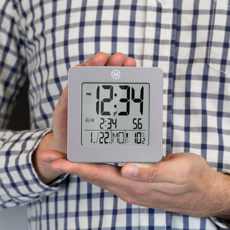 Digital Electric Tabletop Clock with Alarm, Grey