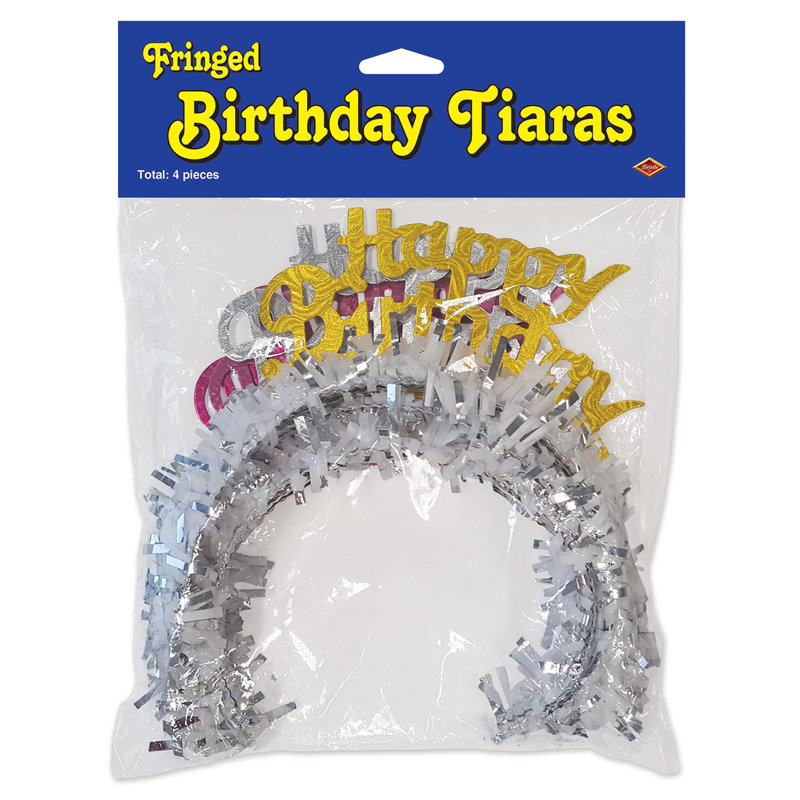 Pkgd Happy Birthday Diadèmes avec franges