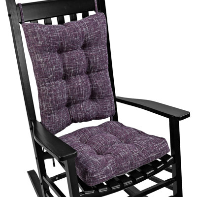 Rocking Chair Cushion Set with Thick Padding, Back Pillow & Seat Cushion with Ties, Modern Interwoven Style Indoor Living Room Rocker Chair Pads for Elderly Sitting, Purple