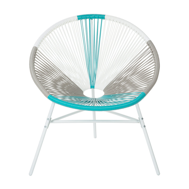 Broseley Outdoor Lounge Chair, White/Blue