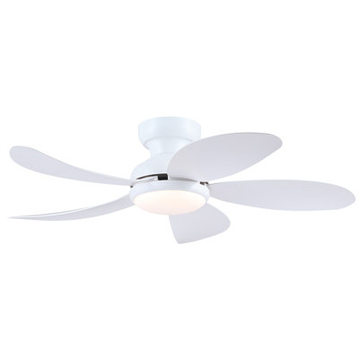 Low Profile 42'' 5- Blade Indoor Flush Mount Ceiling Fan With Led Light, Dc Motor And Remote Control
