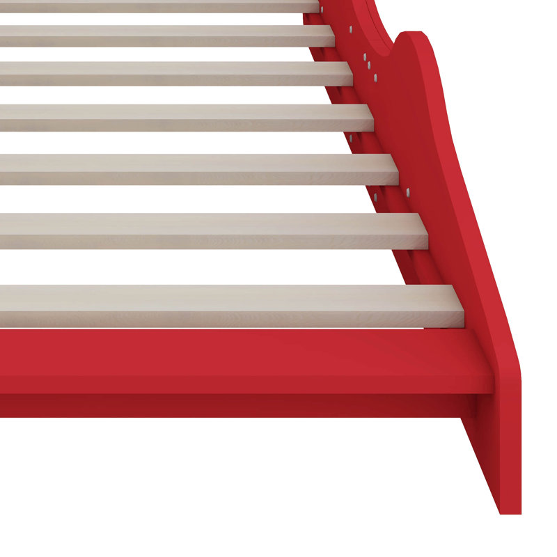 Lit plateforme en forme de voiture avec roulettes, Simple, Rouge
