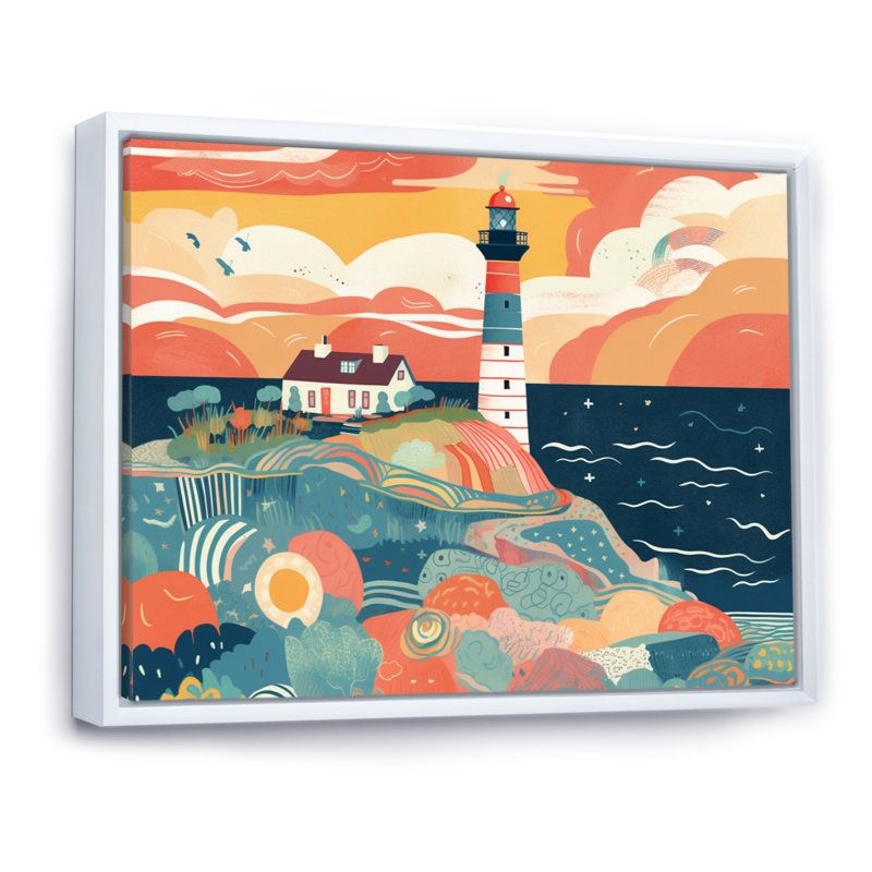 Phare côtier III, H 30 po x l 40 po x P 1,5 po, Cadre flottant blanc