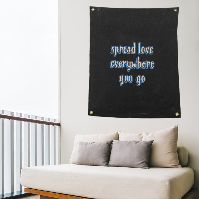 Tapisserie tableau noir en polyester spread quote, H 36 po x l 26 po, Bleu