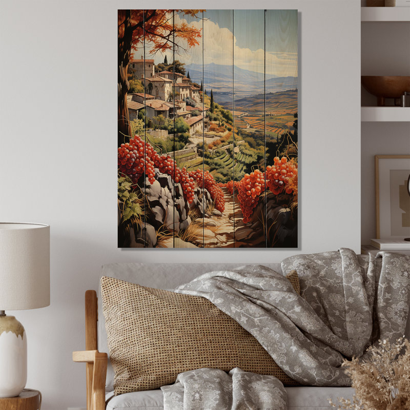 Fauvisme espagnol Hacienda III - impression de paysages urbains sur bois de pin naturel, H 20 po x l 10 po x P 0,78 po