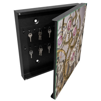 Key cabinet, Opens to the right, 30x30x5, White, Precise mechanical gears with colorful accents, 