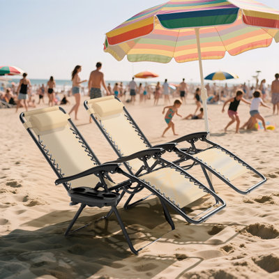 Chaises longues d'extérieur inclinables, réglables et pliables avec porte-gobelet Zero Gravity Chairs