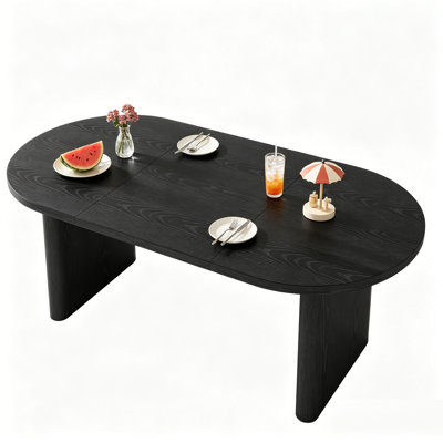 70.87" Long Oval Dining Table for 6-8 People, Long Large Kitchen Table with Thick Sturdy Water-Resistant Wooden Base, Farmhouse Dining Room Table for for Kitchen, Living Room, Office.