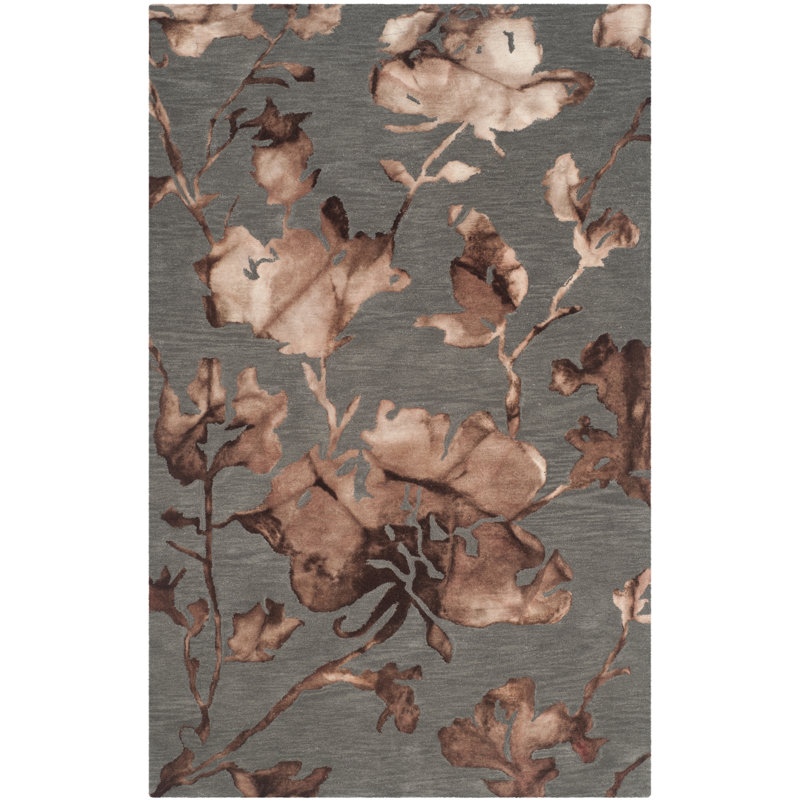 Tapis floral en laine touffeté à la main Coleman, Rectangle 4 pi x 6 pi