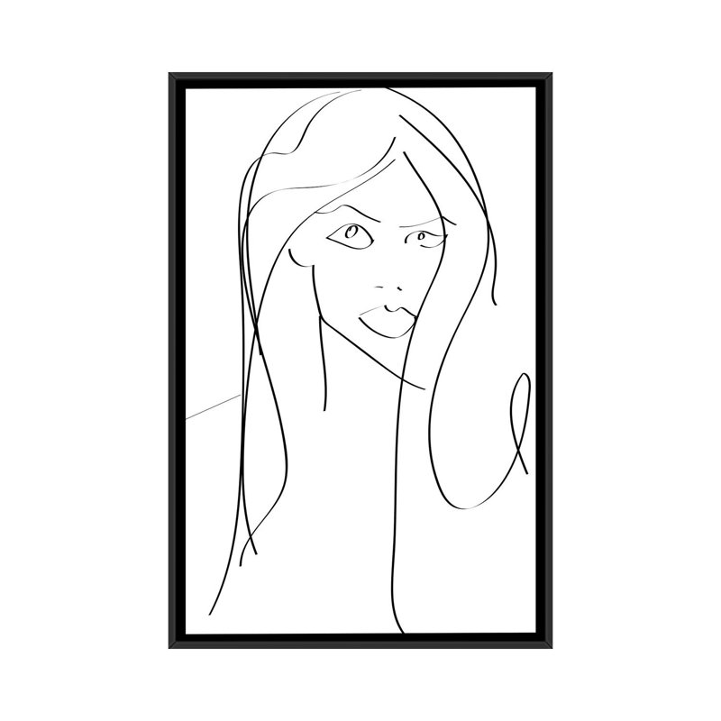 « becky », impression sur toile, H 26 po x l 18 po x P 1,5 po, Toile avec cadre noir, Pas de tapis