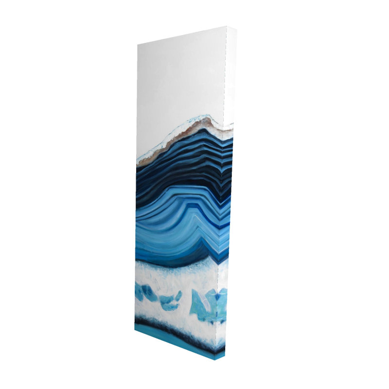 Toile à profil de géode bleue | Art mural de chambre bleue, H 16 po x l 48 po