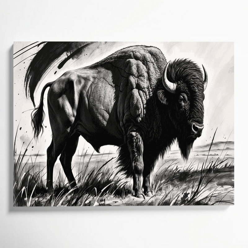 Faune, bison américain, art mural sur toile, H 12 po x l 18 po