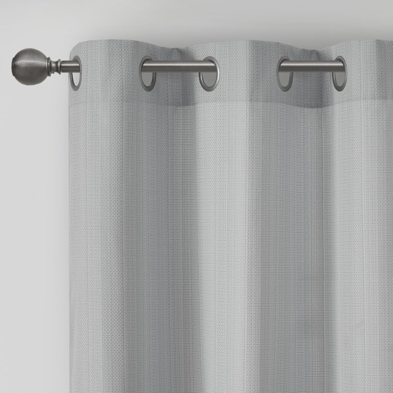 Gray Basketweave Room Darkening Outdoor Curtain Panel Pair