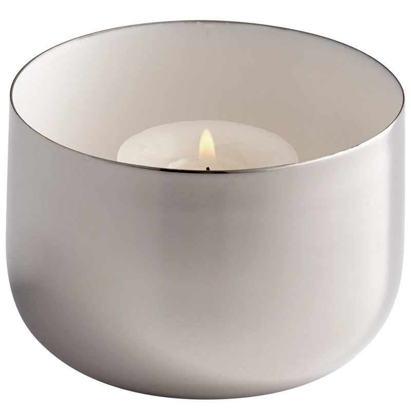 2.75'' H Metal Tabletop Votive Holder, Nickel/White
