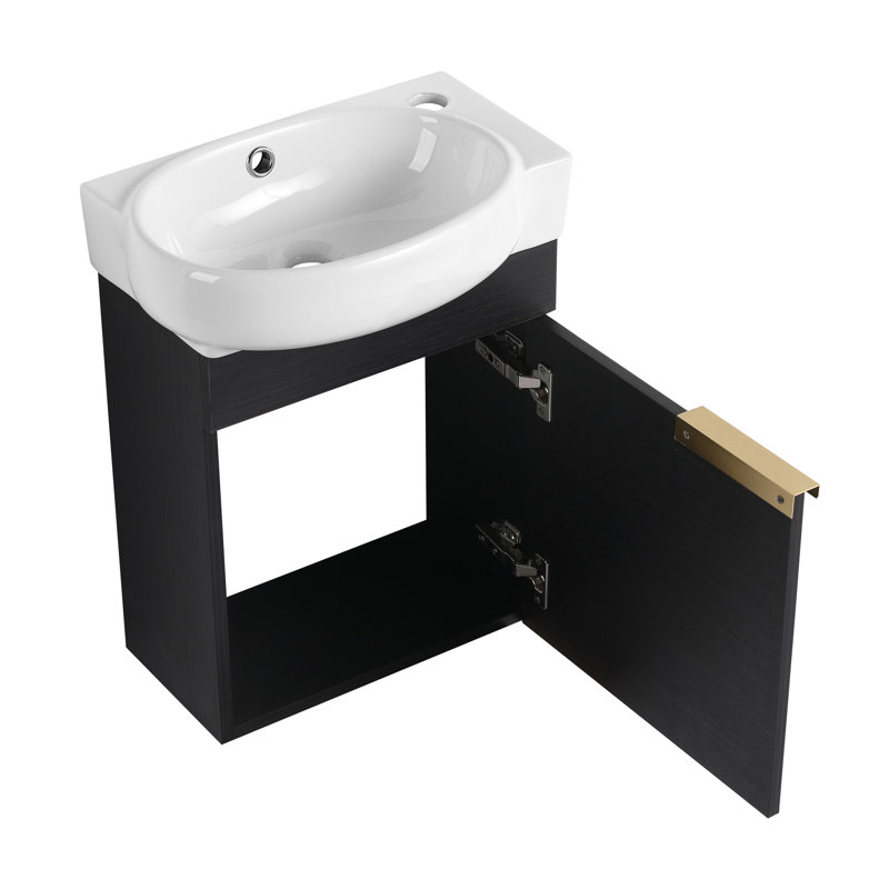 Meuble-lavabo à fermeture en douceur avec lavabo, Noir