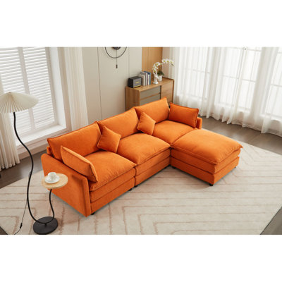 Modern Sofa Modular Sectional Sofa, 3-Seater Sofa With Ottoman, L-Shaped Sofa For Living Room  Apartment