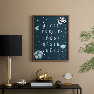 Space Cow Alphabet, reproduction encadrée - bois massif