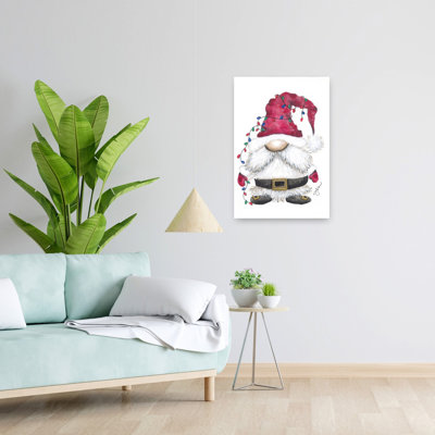 Santa Gnome Whimsical Abstract Contemporary Art