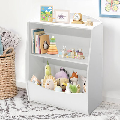 Organisateur de jouets et bibliothèque pour enfants à 2 niveaux, étagère de rangement en bois pour chambre d'enfant, salle de jeux ou chambre d'enfant