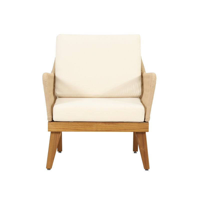 Rope Weave Club Chair In Solid Wood - Weather , 27.81" X 26.89" 32.36 With And Weather- Weaving, 28"W 27"D 31.5"H