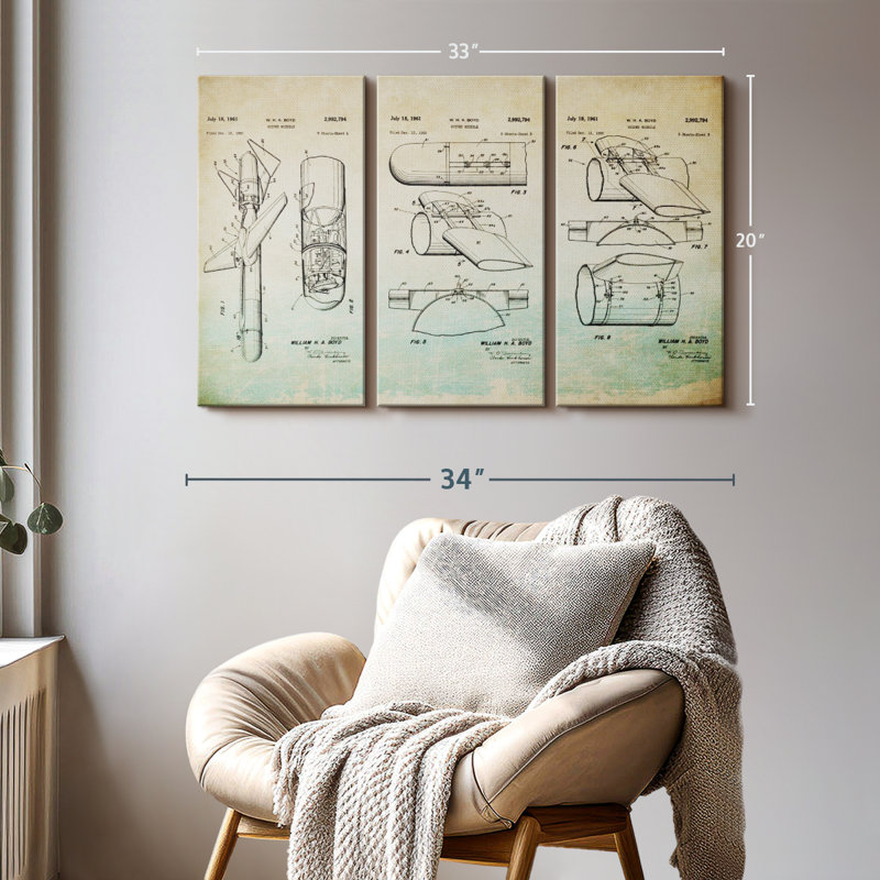 Impression sur toile Guidé Missile, H 20 po x l 33 po x P 1,25 po