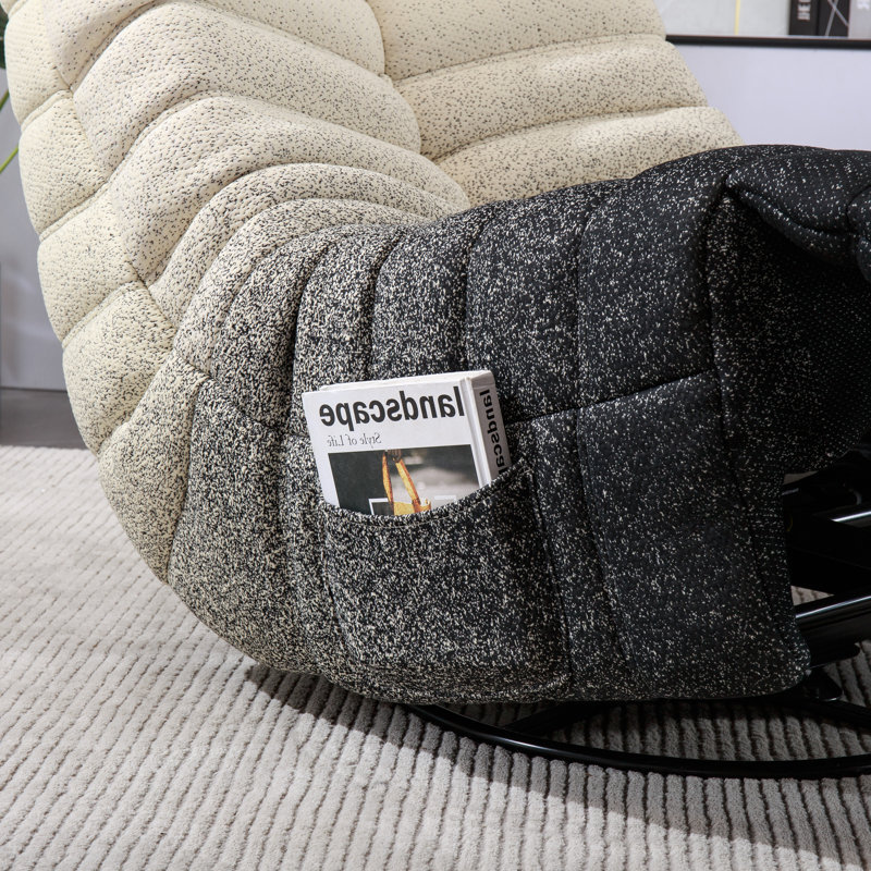 Fauteuil inclinable Kaylina, Velours noir / blanc