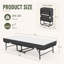 Lit simple pliant noir avec matelas et roulettes verrouillables, lit d'invité en acier avec support à 8 lattes et mousse viscoélastique imprégnée de gel, capacité de poids de 300 lb, avec housse de protection et outils