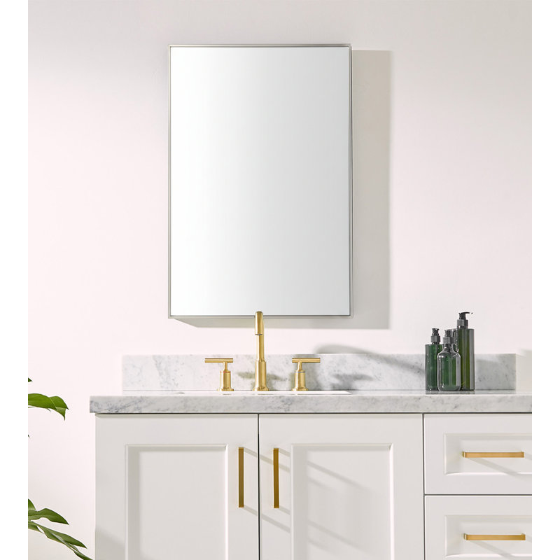 Miroir rectangulaire en nickel brossé 30 po x 20 po, 30 po x 20 po, Rectangulaire