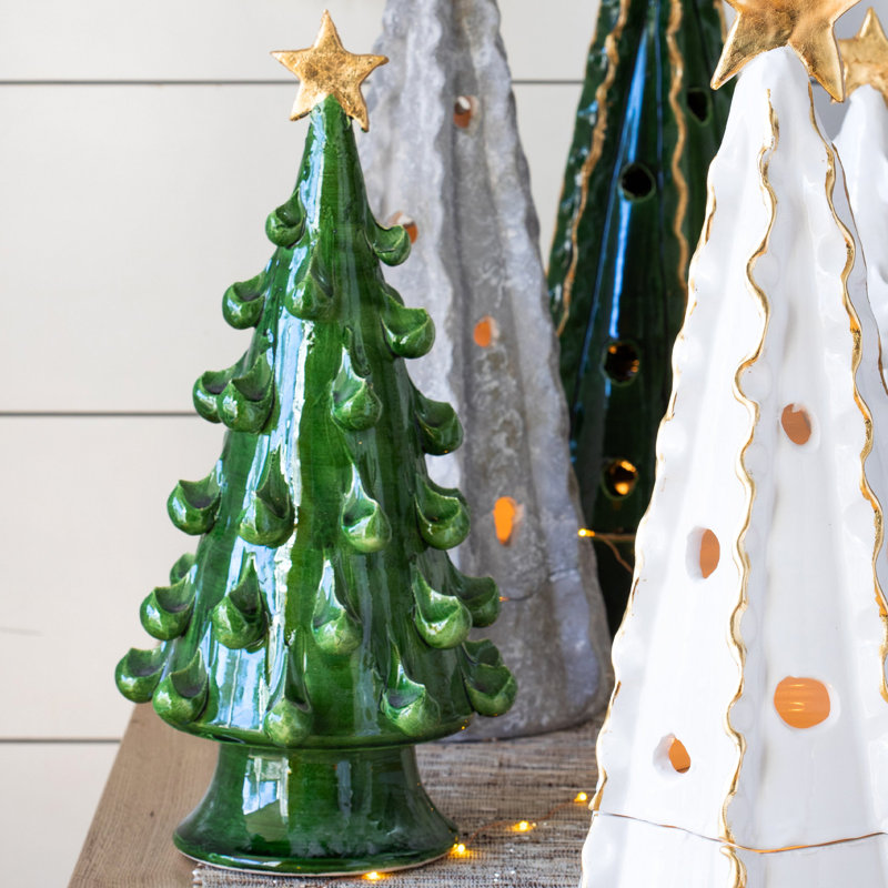 Foresta Medium Tree with Gold Star, Green/Gold