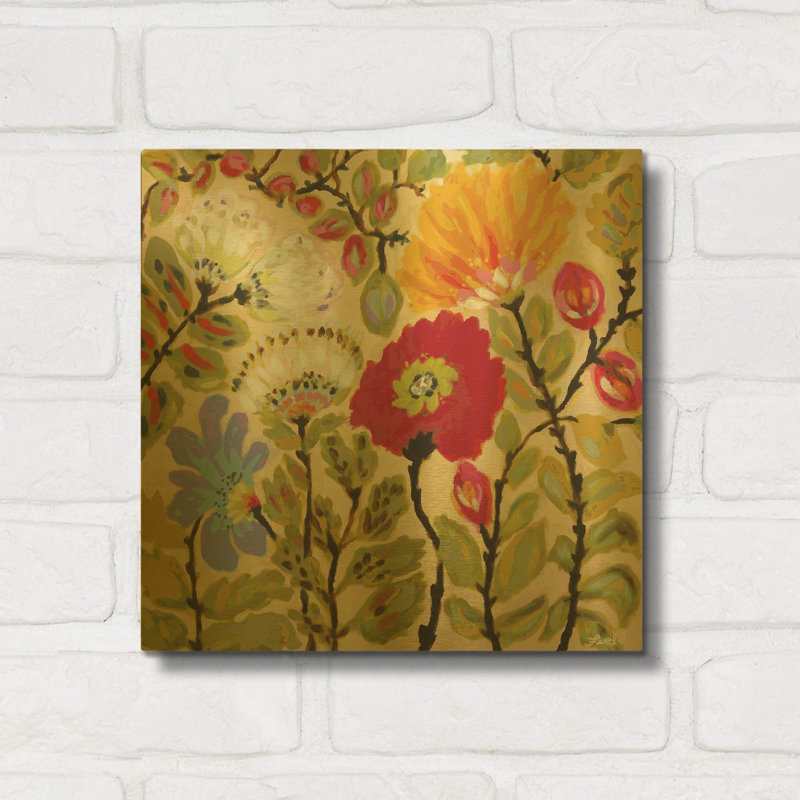 «Autumn Fresh Garden» par Karen Fields, art mural en métal doré, 12 po x 12 po, 12 po x 12 po
