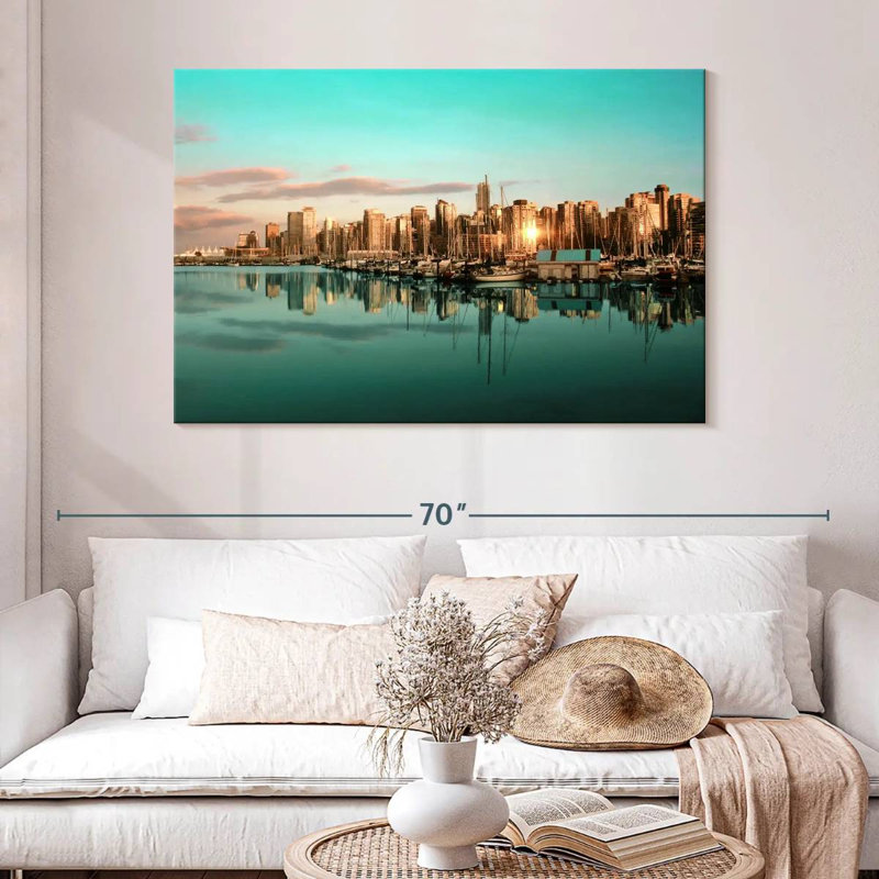 Nicci Vancouver Skyline au coucher du soleil, H 32 po x l 48 po