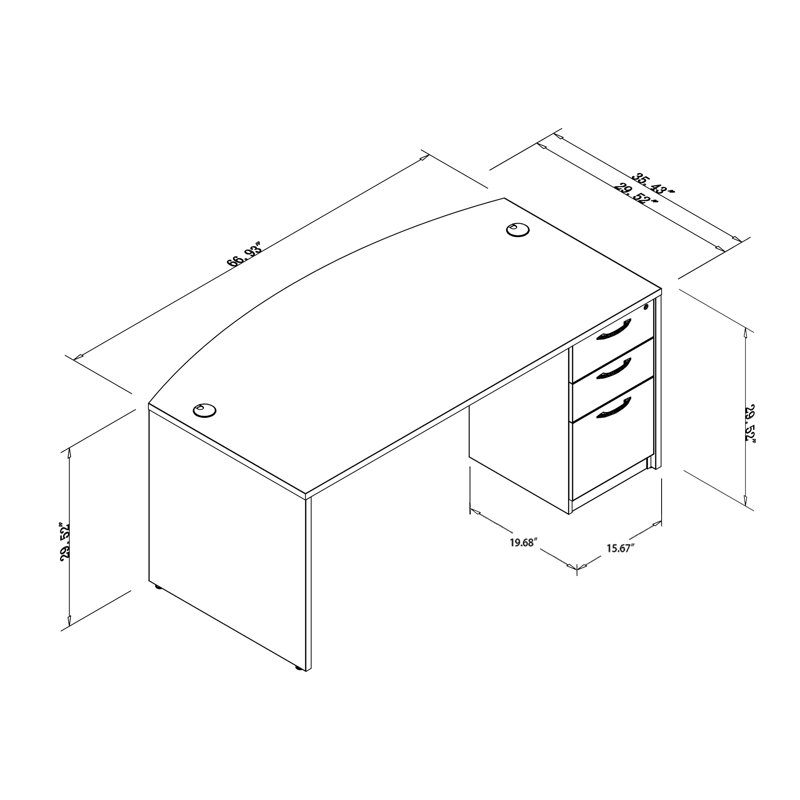 Executive Desk With Two File Cabinets, Gray