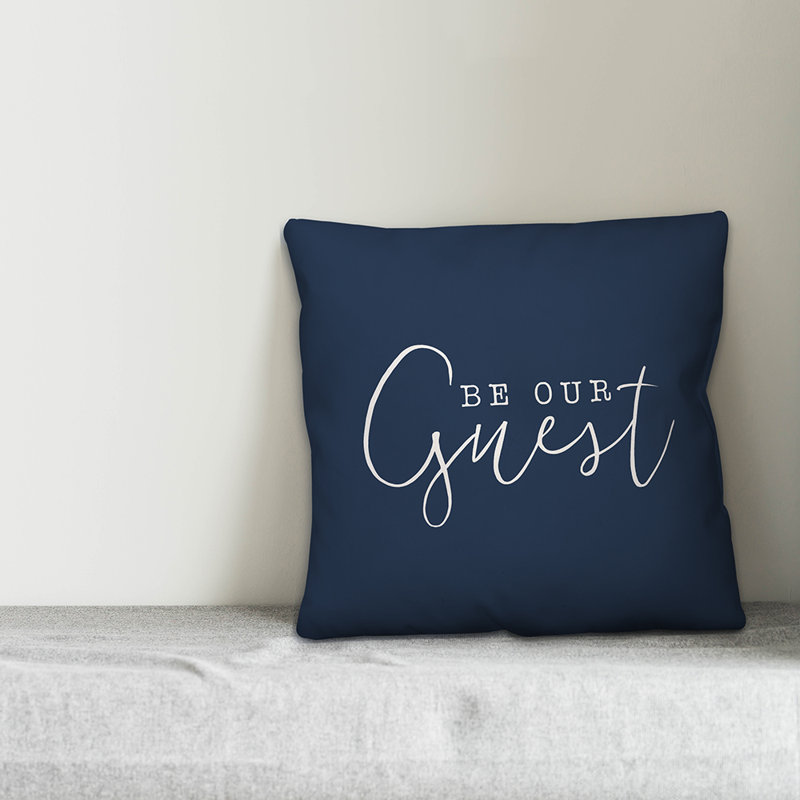 Textual Outdoor Throw Pillow, Navy, 16" H x 16" W