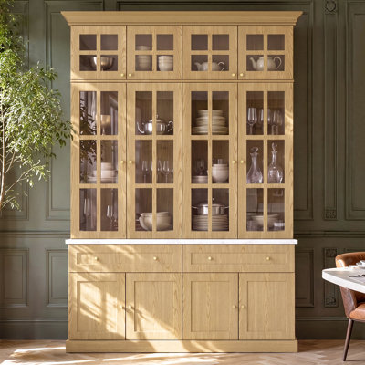 94.4" H Pantry Cabinet with Glass Doors, 2 Drawers and Lower Cabinets