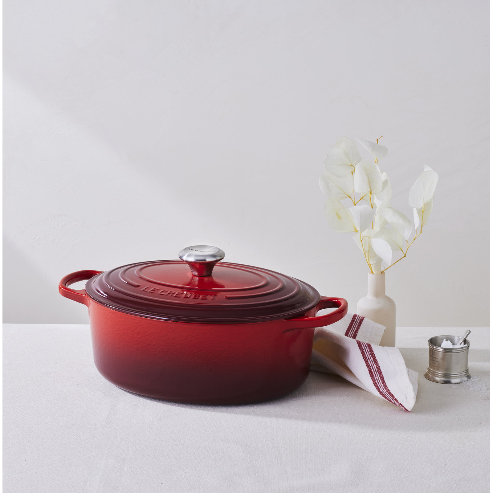 Enameled Cast Iron Oval Dutch Oven, 2.75 quarts, Cerise