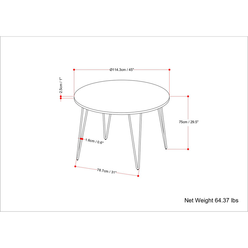 Table de salle à manger ronde Hunter de 114 cm (45 pouces) avec une finition naturelle raffinée