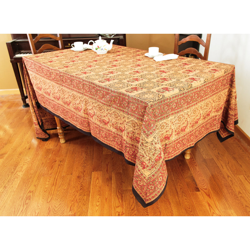 Cody-Paul Floral 100% Cotton Tablecloth, 90" x 60", Red