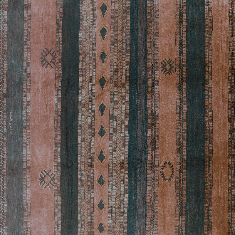 Tapis en chenille / polyester tissé à la machine Shawnea en brun / noir, Carré 4 pi